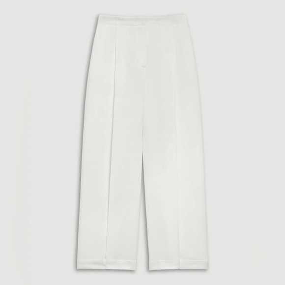 Theory Women Deep Pleat Crepe Cream Trouser Pants - Picture 5 of 12